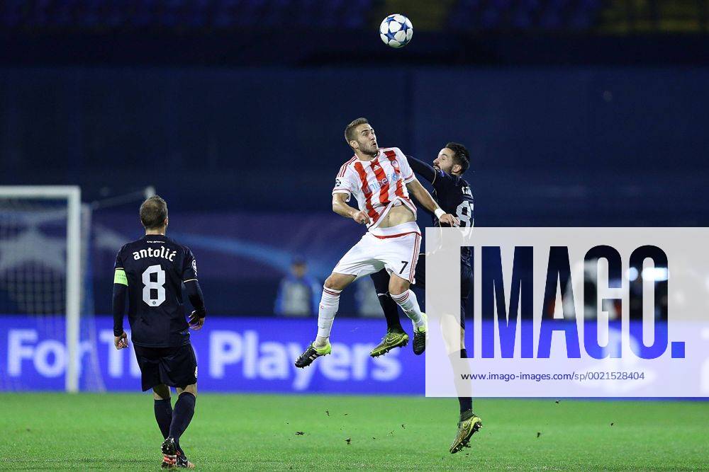 UEFA Champions League, Group F, Round 3, GNK Dinamo - FC Olympiakos 20.10.2015., Croatia, Zagreb - Maksimir Stadium - UEFA Champions League, Group F, Round 3, GNK Dinamo - FC Olympiakos. Jeremy Taravel, Kostas Fortounis. GoranxStanzl PIXSELL