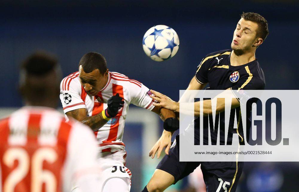 UEFA Champions League, Group F, Round 3, GNK Dinamo - FC Olympiakos 20.10.2015., Croatia, Zagreb - Maksimir Stadium - UEFA Champions League, Group F, Round 3, GNK Dinamo - FC Olympiakos. Felipe Pardo , Armin Hodzic. SlavkoxMidzor PIXSELL