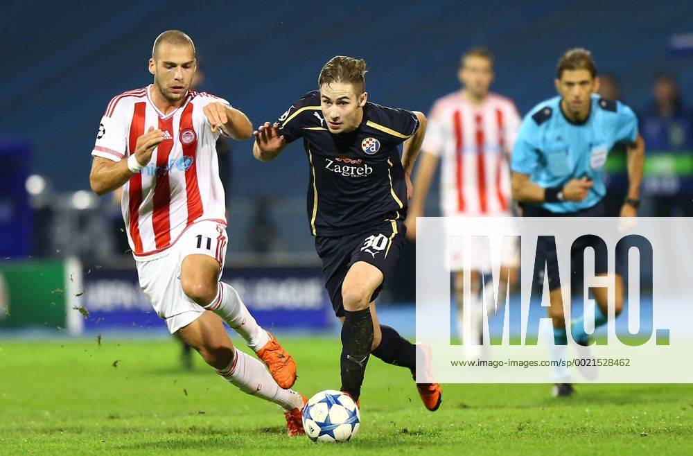UEFA Champions League, Group F, Round 3, GNK Dinamo - FC Olympiakos 20.10.2015., Croatia, Zagreb - Maksimir Stadium - UEFA Champions League, Group F, Round 3, GNK Dinamo - FC Olympiakos. Kasami Pajtim, Marko Rog. SlavkoxMidzor PIXSELL