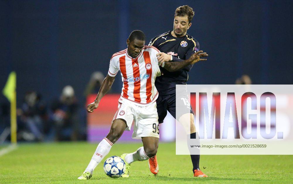 UEFA Champions League, Group F, Round 3, GNK Dinamo - FC Olympiakos 20.10.2015., Croatia, Zagreb - Maksimir Stadium - UEFA Champions League, Group F, Round 3, GNK Dinamo - FC Olympiakos. Ideye Brown, Goncalo Santos. IgorxKralj PIXSELL