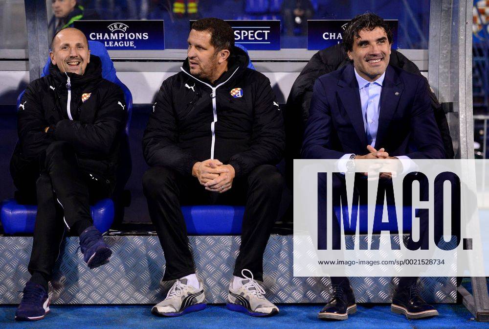 UEFA Champions League, Group F, Round 3, GNK Dinamo - FC Olympiakos 20.10.2015., Croatia, Zagreb - Maksimir Stadium - UEFA Champions League, Group F, Round 3, GNK Dinamo - FC Olympiakos. Damir Krznar, Igor Cvitanovic, Zoran Mamic. MarkoxPrpic PIXSELL