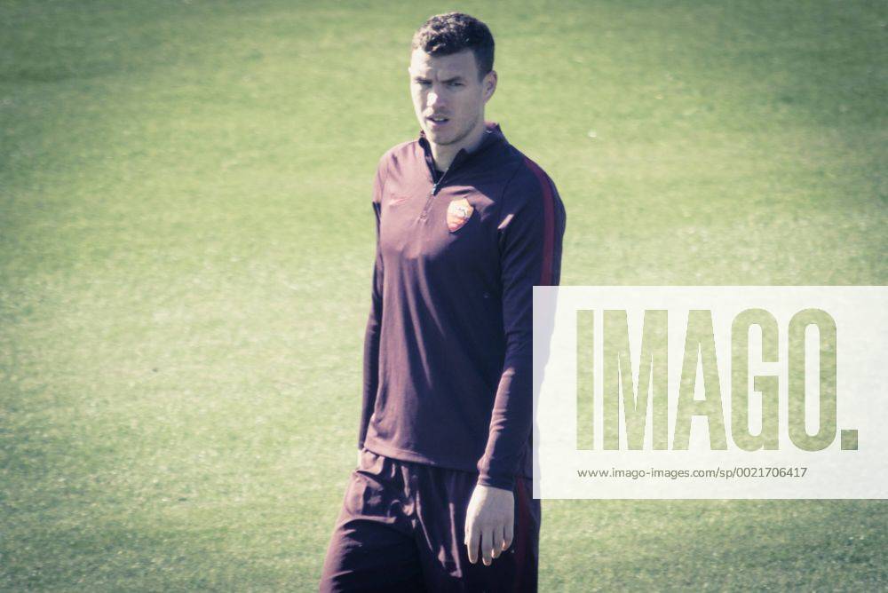 Nov. 3, 2015 - Rome, Italy - Edin Dzeko, AS Roma s player, warm up during a training session, on the eve of the team s Champions League football match against Bayer Leverkusen.. , at the Trigoria training ground in the outskirts of Rome, on November 3, 2015 Champions League; training As Roma - ZUMAn230