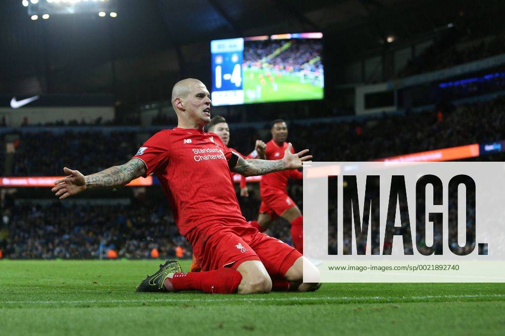 Martin Skrtel of Liverpool celebrates scoring his sides fourth goal - Manchester City vs Liverpool - Barclays Premier League - Etihad Stadium - Manchester - 21 11 2015 Pic Philip Oldham SportImage .