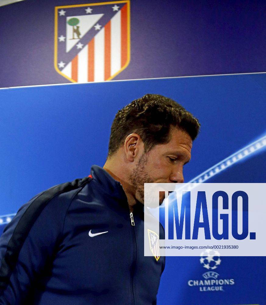 Simeone and Gabi of Atletico Madrid attend press conference PK Pressekonferenz before the Champions League match against Galatasaray. Garciax