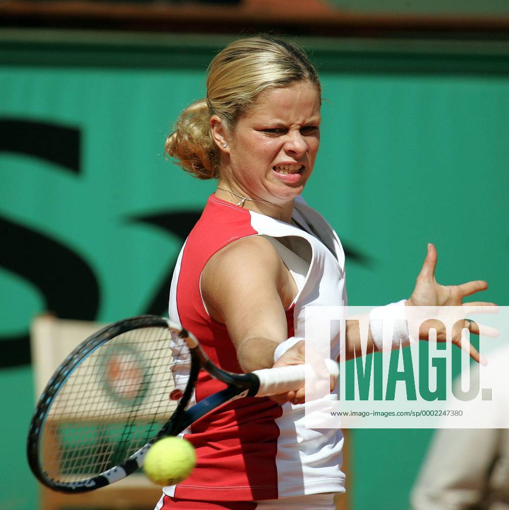 Kim Clijsters (Belgien) - Vorhand Tennis Damen French Open 2006, Grand Slam, WTA Tour Einzelbild Roland Garros Paris Anstrengung, Tennis Damen French Open 2006, Grand Slam, WTA Tour Einzelbild Roland Garros Paris Anstrengung,