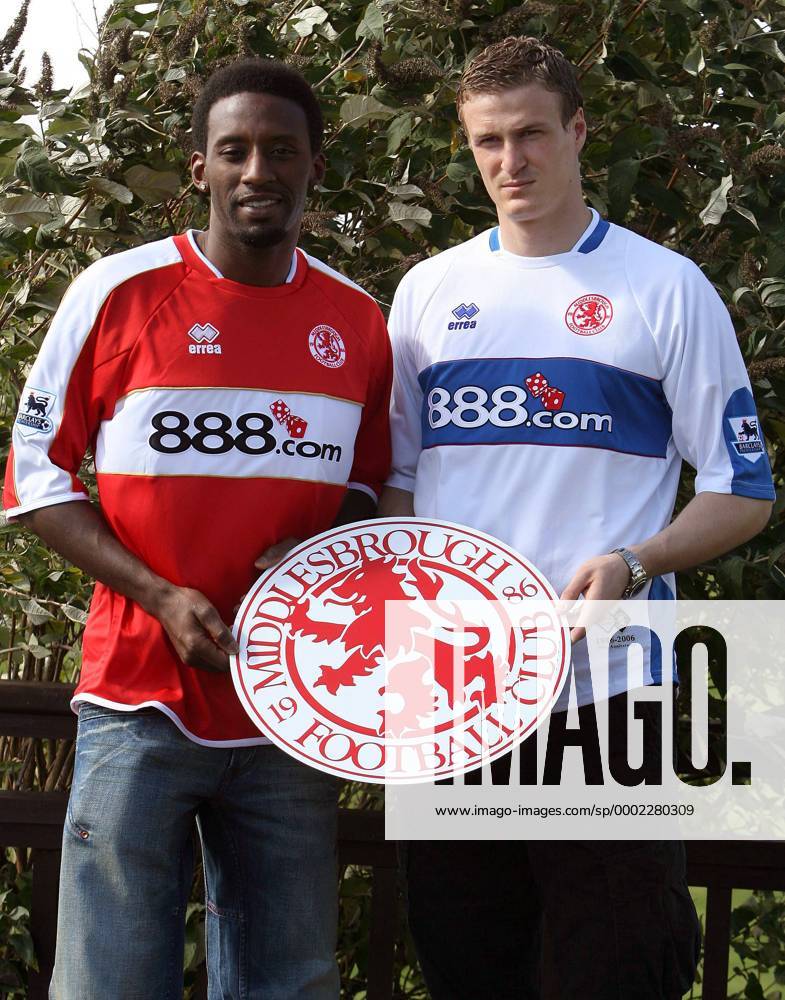 Die Neuzugänge Robert Huth (re.) und Jason Euell (beide Middlesbrough) - Fußball Herren English Premier League 2006 2007, 1. Englische Liga, Middlesbrough FC, Gruppe Middlesbrough Fußball Herren English Premier League 2006 2007, 1. Englische Liga, Middlesbrough FC, Gruppe Middlesbrough