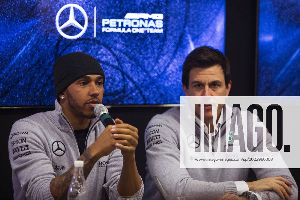 Barcelona, Spain - Toto Wolf and Lewis Hamilton (Mercedes) during the first pre season F1 Tests at Circuit de Barcelona - Catalunya. Barcelona, February 22, 2016. (Photo: Xavi Bonilla Cordon Press) Bonillax xx
