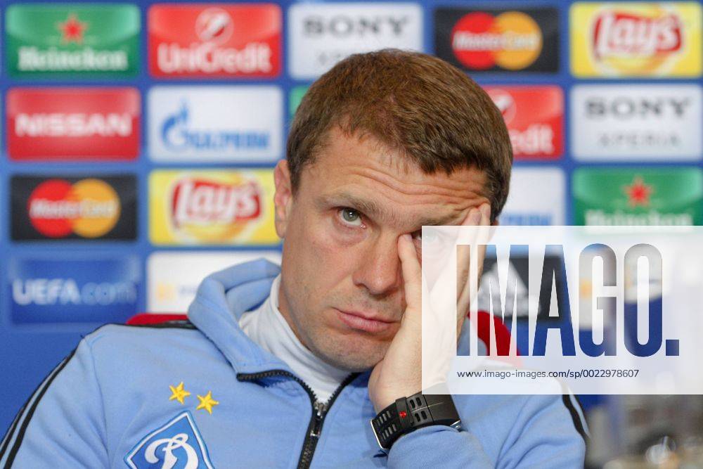 Feb. 23, 2016 - Kiev, ukraine - A retired Ukrainian football forward turned midfielder, who is currently managing the Ukrainian club FC Dynamo Kyiv Serhiy Rebrov is seen during a press conference PK Pressekonferenz at the training camp of the team, in Kiev, Ukraine, 23 February, 2016. FC Dynamo Kyiv will face Manchester City in the UEFA Champions League round of 16 football match,on 24 February,2016. FC Dynamo Kyiv manager Serhii Rebrov press conference - ZUMAn230
