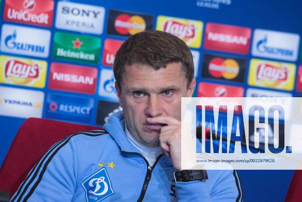 Feb. 23, 2016 - Kiev, Ukraine - The coach of FC Dynamo (Kiev) Serhii Rebrov during a press conference PK Pressekonferenz before the match 1 8 finals of the Champions League between FC Dynamo (Kiev, Ukraine) and FC Manchester City (Manchester, England) in Kiev. Soccer 2016 - FC Dynamo vs Manchester City - ZUMAp133