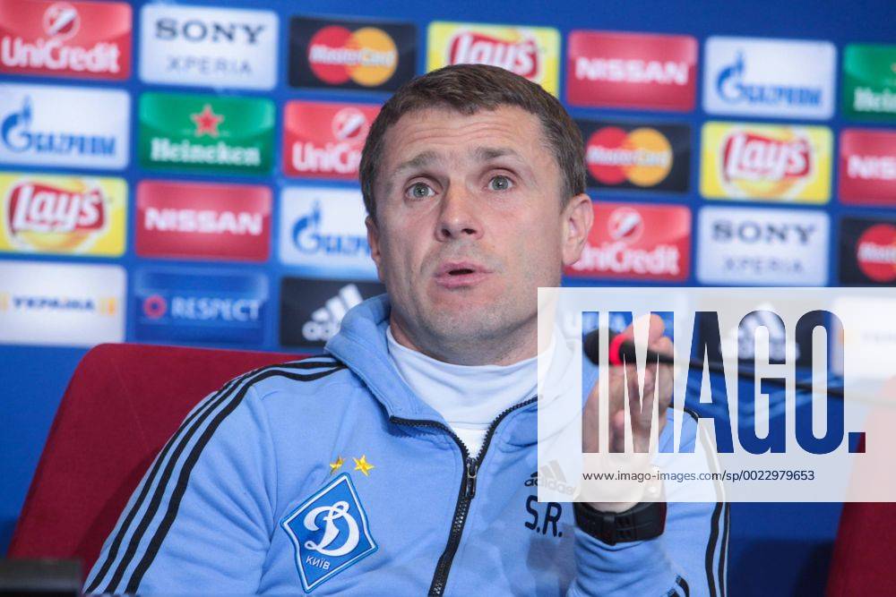 Feb. 23, 2016 - Kiev, Ukraine - The coach of FC Dynamo (Kiev) Serhii Rebrov during a press conference PK Pressekonferenz before the match 1 8 finals of the Champions League between FC Dynamo (Kiev, Ukraine) and FC Manchester City (Manchester, England) in Kiev. Soccer 2016 - FC Dynamo vs Manchester City - ZUMAp133