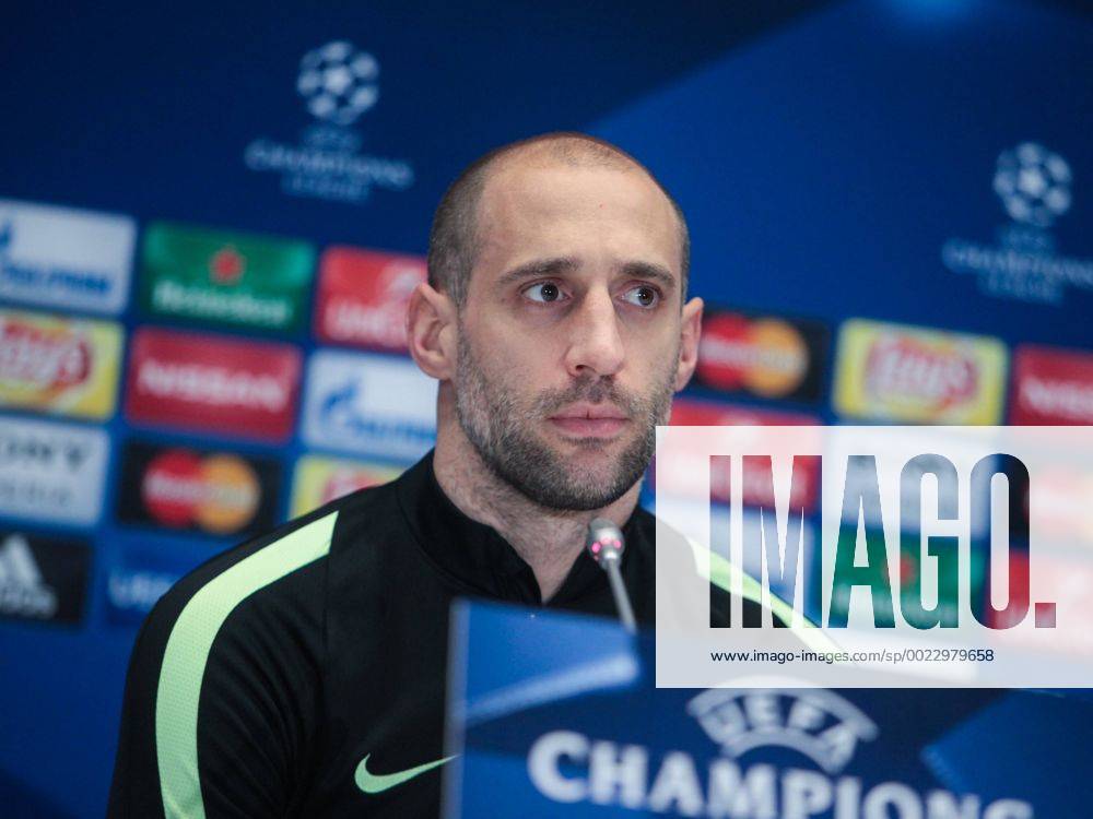 Feb. 23, 2016 - Kiev, Ukraine - The player of FC Manchester City (England) Pablo Zabaleta during a press conference PK Pressekonferenz before the match 1 8 finals of the Champions League between FC Dynamo (Kiev, Ukraine) and FC Manchester City (Manchester, England) in Kiev. Soccer 2016 - FC Dynamo vs Manchester City - ZUMAp133