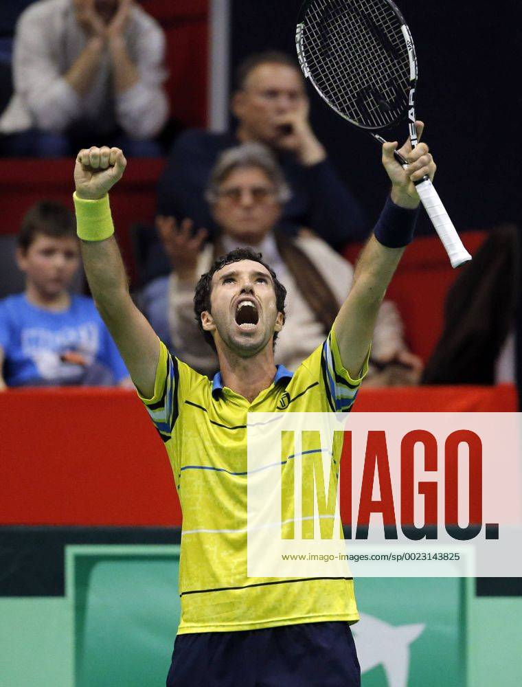 -- Kazakhstan s Mikhail Kukushkin reacts after winning a point against Serbia s Novak Djokovic during the Davis Cup World Group first round match between Serbia and Kazakhstan at Aleksandar Nikolic hall in Belgrade, on March 6, 2016. Djokovic won 3-2. ) (SP)SERBIA-BELGRADE-TENNIS-DAVIS CUP-SERBIA VS KAZAKHSTAN PredragxMilosavljevic