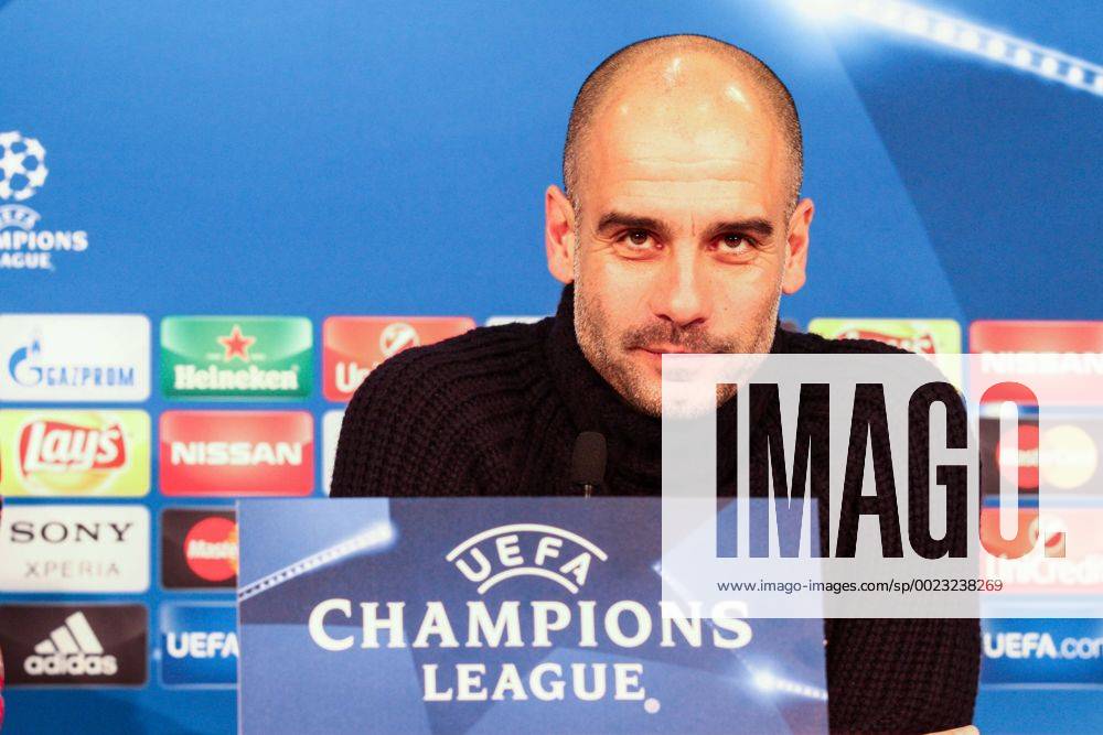 Munich, Germany - FC Bayern München coach Pap Guardiola during the Uefa Champions League Round of 16 press conference PK Pressekonferenz BAYERN MUNICH - JUVENTUS on 15 03 16 at the Allianz Arena in Munich, Germany. Josep Guardiola Press Conference - ZUMAn230