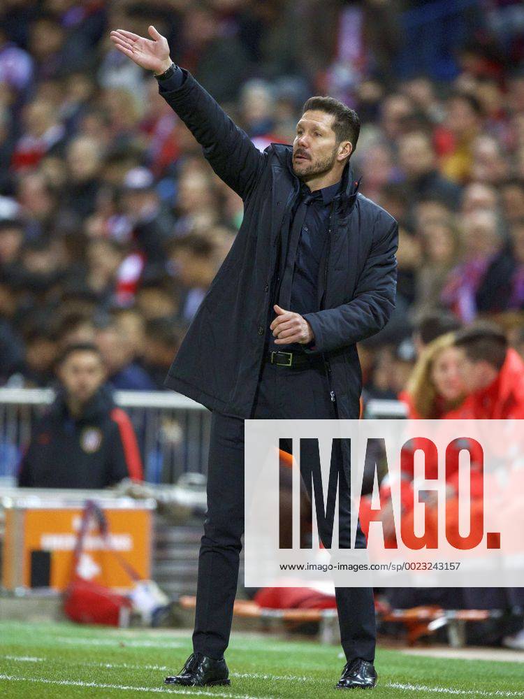 Coach Diego Simeone of Club Atletico de Madrid during the UEFA Champions League Round of 16, Second leg match between Atletico madrid and PSV Eindhoven on March 15, 2016 at the Estadio Vicente Calder& 243;n in Madrid, Spain. Atletico Madrid v PSV Eindhoven UEFA Champions League 2015 2016 IVx 5165435
