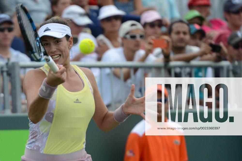 Miami, Florida, United States - GARBINE MUGURUZA of Spain in action during her match vs. D. Cibulkova at the Miami Open. Tennis 2016 - Miami Open - Day 5 - ZUMAl132