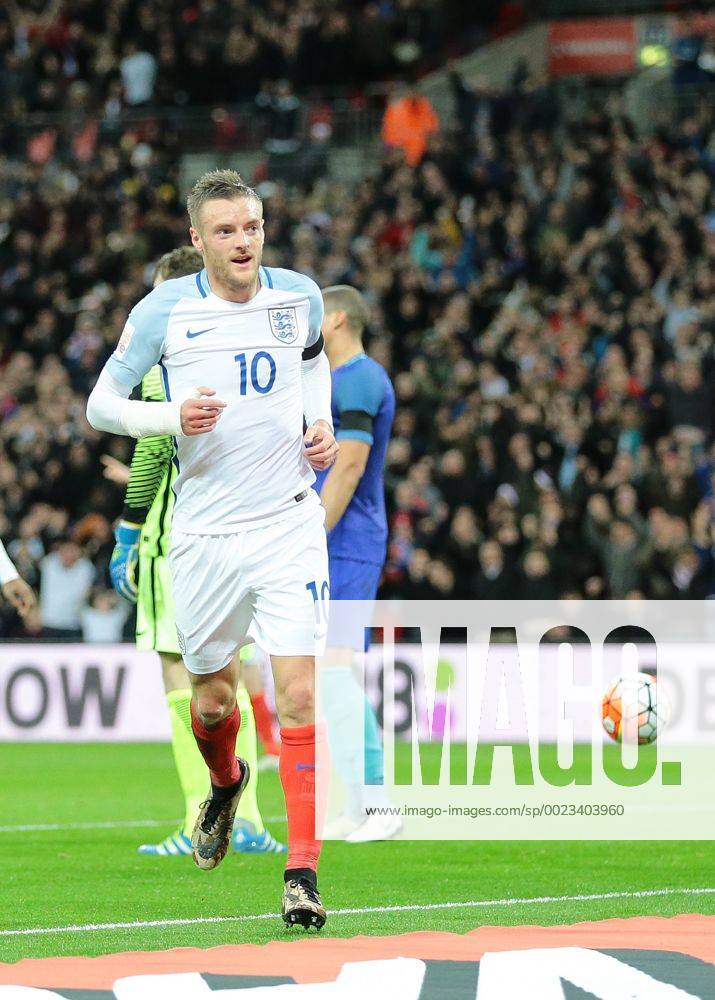 Wembley Stadium, London, England. International Football Friendly England versus Netherlands. England Forward Jamie Vardy scores England s first past Netherlands Goalkeeper Jeroen Zoet, 1-0 England Kertonx ActionPlus11723321