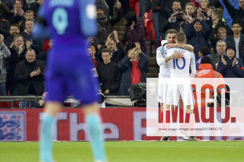 (L-R) Vincent Janssen of Holland, Kyle Walker of England, Jamie Vardy of England Maurice van Steen London England v Netherlands IVx 5232810