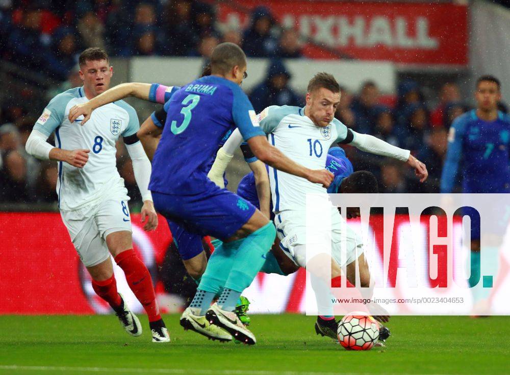 England v Netherlands . . Wembley, London, UK . . 29.03.2016 Jamie Vardy (E) on the attack.