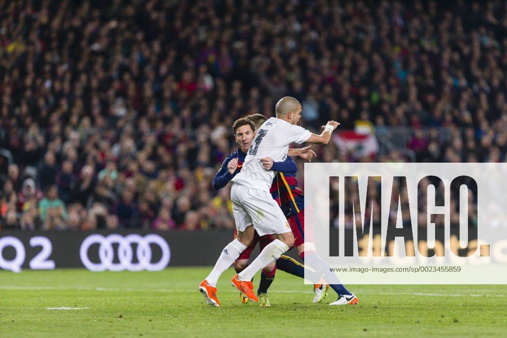 SPAIN - Apr,2th: Kepler Lima Pepe, Gerard Pique and Lionel Messi during the match between FC Barcelona Barca vs Real Madrid, for the round 31 of the Liga BBVA, played at Camp Nou Stadium on 2th Apr 2016 in Barcelona, Spain. (Credit: Mikel Trigueros Urbanandsport Cordon Press) Cordon Press Triguerosx -BarcelonaxvsxRealxMadridx-BBVAx-x2015 16x