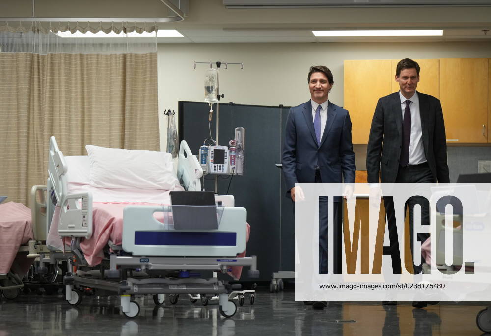 Prime Minister Justin Trudeau, left, and B.C. Premier David Eby arrive for a healthcare funding announcement at Kwantlen Polytechnic University, in Langley, B.C., on Wednesday, March 1, 2023. The British Columbia government has agreed in principle to a $27.47-billion deal for health-care funding from the federal government. LANGLEY CANADA - ZUMAc35_ 20230301_zaf_c35_027