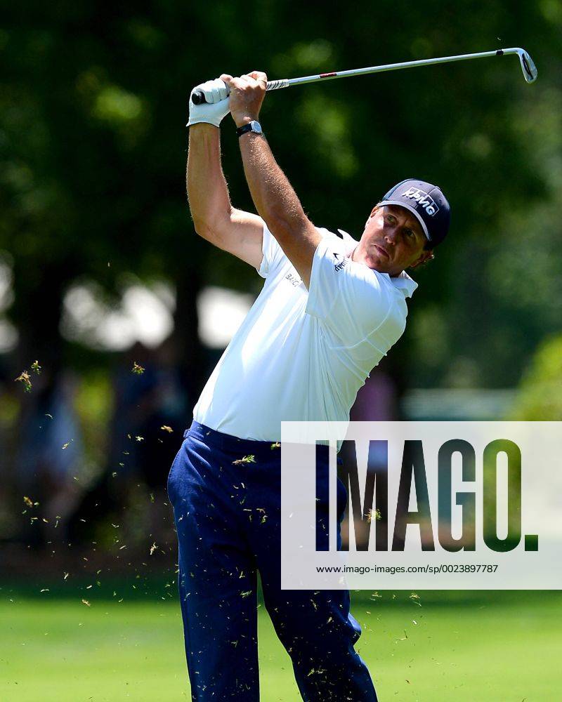 Charlotte, NC, USA - Phil Mickelson follows through on a drive from the third fairway during the Wells Fargo Championship on Sunday, May 8, 2016, at Quail Hollow Club in Charlotte, N.C. Wells Fargo Championship - ZUMAm67_