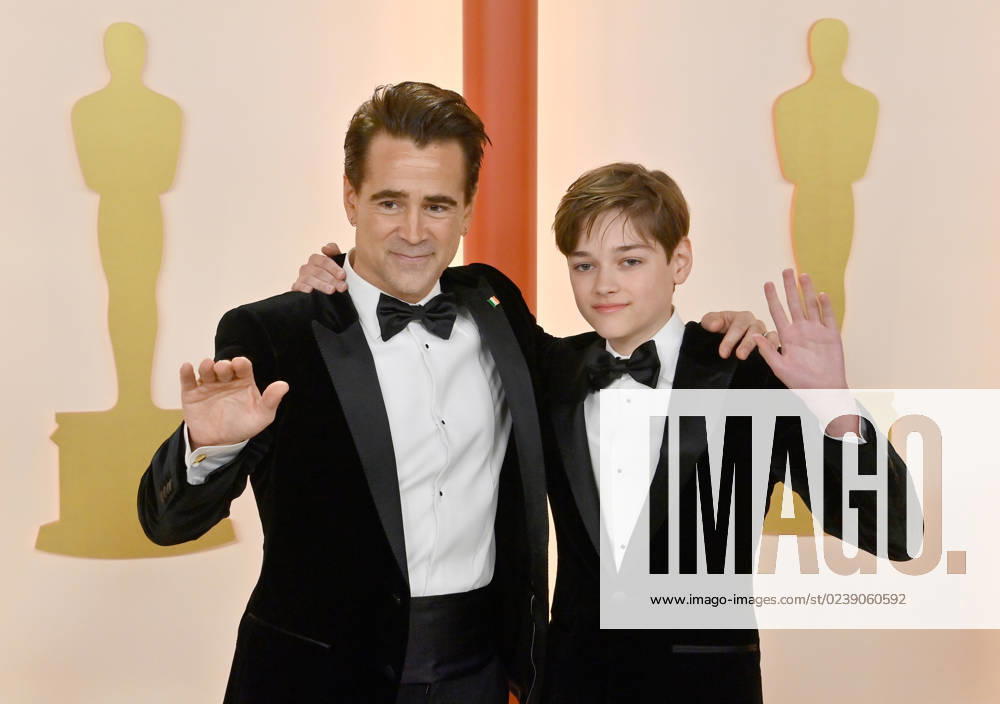 (L-R) Colin Farrell and Henry Tadeusz attend the 95th annual Academy Awards at the Dolby Theatre in the Hollywood section of Los Angeles on Sunday, March 12, 2023. LAP2023031211223 JIMxRUYMEN
