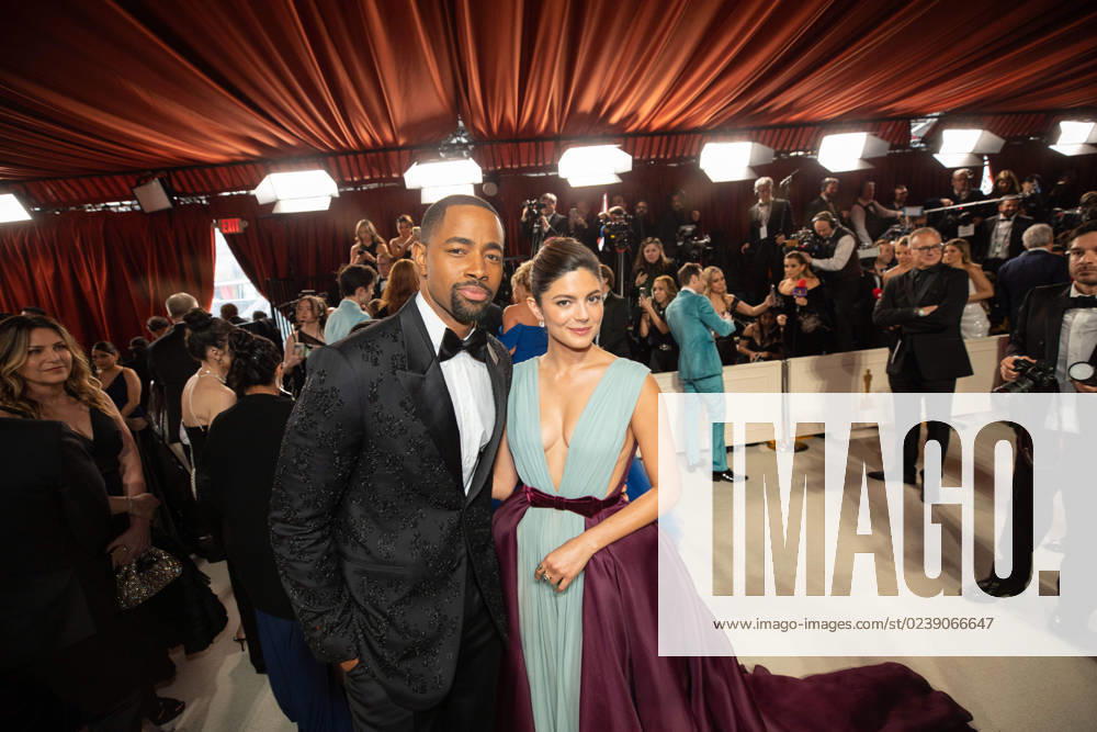 Jay Ellis and Monica Barbara arrive on the red carpet of The 95th Oscars® at the Dolby® Theatre at Ovation Hollywood on Sunday