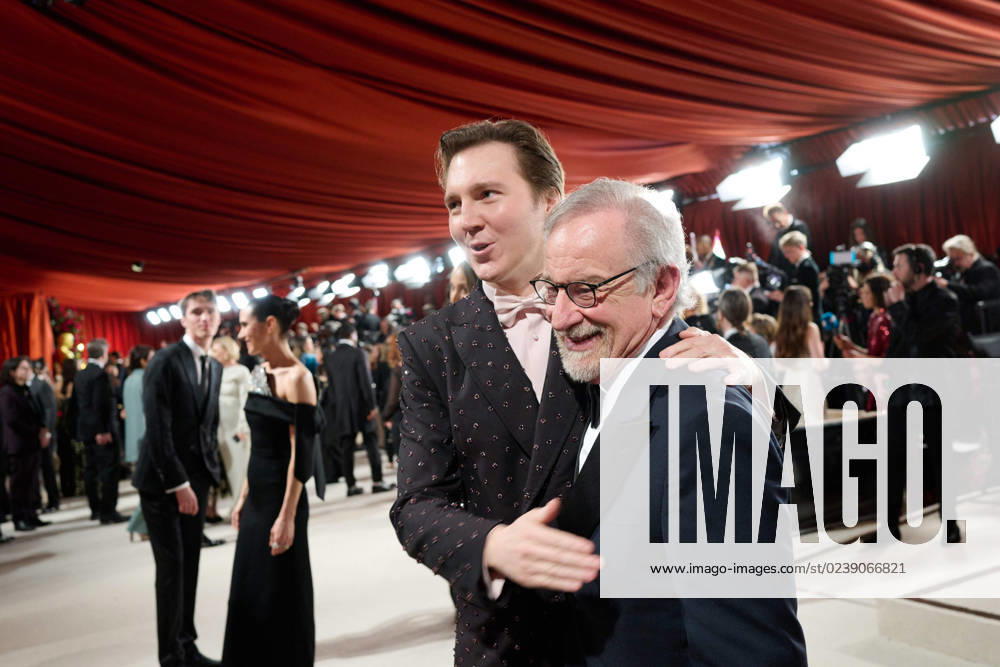 Oscar® nominee Steven Spielberg arrives with Paul Dano on the red carpet of The 95th Oscars® at the Dolby® Theatre at Ovation Hollywood on Sunday