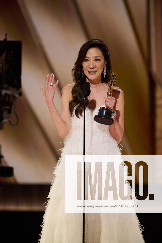 Michelle Yeoh accepts the OscarÂ® for Actress in a Leading Role during the live ABC telecast of the 95th OscarsÂ® at the DolbyÂ® Theatre at Ovation Hollywood on Sunday