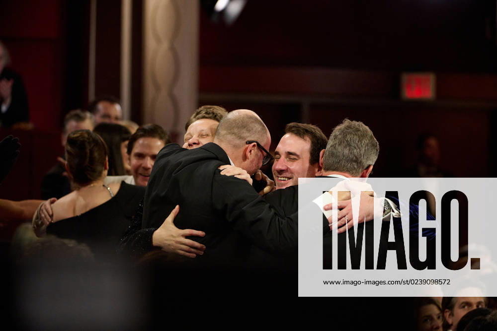 Edward Berger shares an embrace after winning the OscarÂ® for International Feature Film during the live ABC telecast of the 95th OscarsÂ® at the DolbyÂ® Theatre at Ovation Hollywood on Sunday