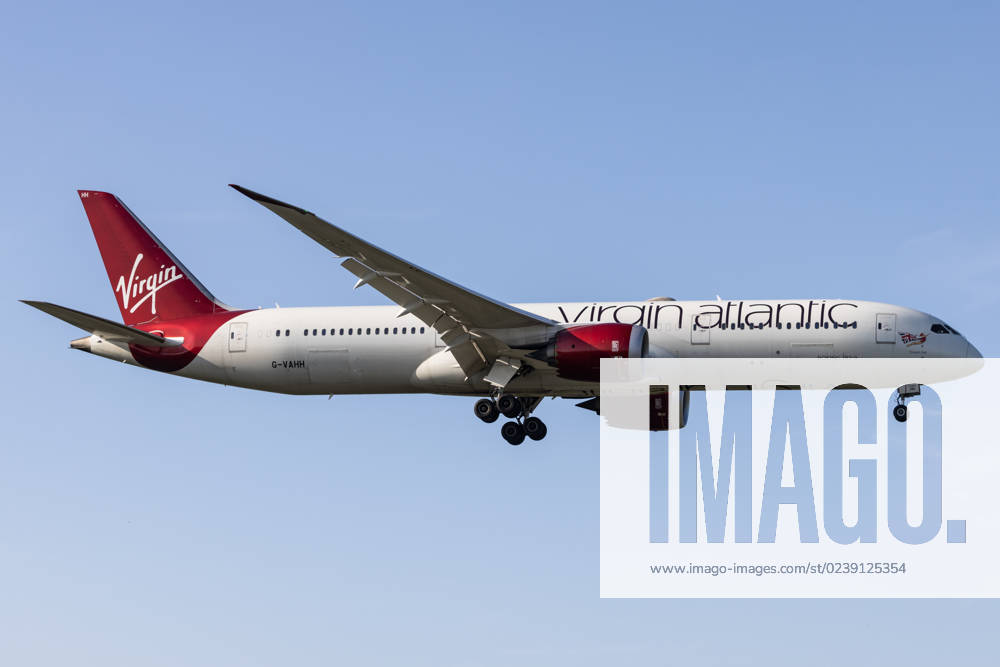 Virgin Atlantic VS VIR Boeing 787 9 Dreamliner B789 with registration G VAHH MSN 37967 lands at London Heathrow Airport EGLL LHR London Greater London United Kingdom