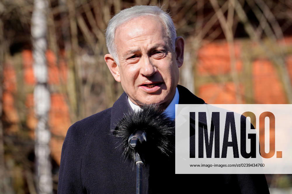 Visit of the Prime Minister of Israel in Berlin during visit of the memorial track 17 in Berlin Current, 16 03 2023, Berlin, Benjamin Netanyahu the Prime Minister of Israel during visit of the memorial track 17 together with the Chancellor during his visit in Berlin Berlin
