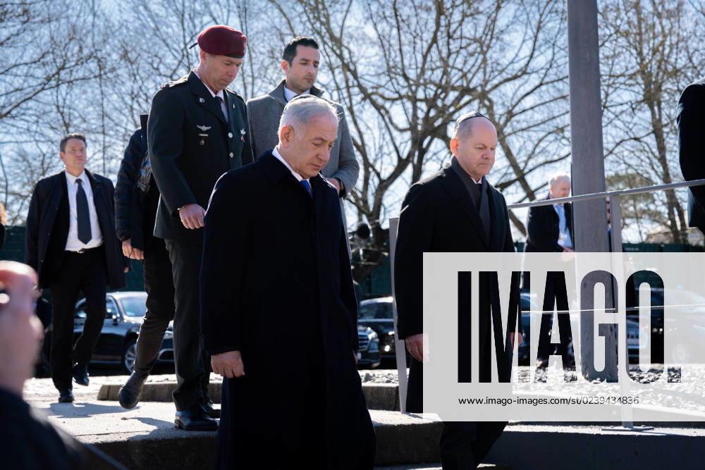 Visit of the Prime Minister of Israel in Berlin during the visit of the memorial track 17 in Berlin Current, 16 03 2023, Berlin, Chancellor Olaf Scholz together with Benjamin Netanyahu the Prime Minister of Israel during the visit of the memorial track 17 in Berlin Berlin