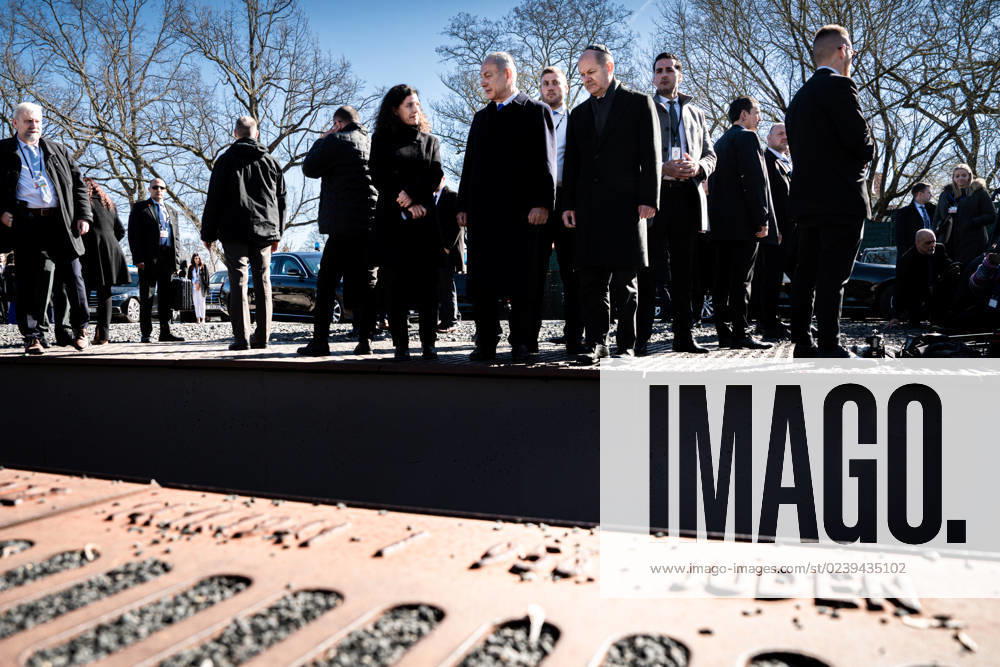 Visit of the Prime Minister of Israel in Berlin during the visit of the memorial track 17 in Berlin Current, 16 03 2023, Berlin, Chancellor Olaf Scholz together with Benjamin Netanyahu the Prime Minister of Israel during the visit of the memorial track 17 in Berlin Berlin