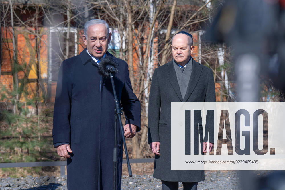 Prime Minister Benjamin Netanyahu, German Chancellor Olaf Scholz Visit of the Prime Minister of the State of Israel, Benjamin Netanyahu, in Berlin Visit of the Holocaust Memorial Gleis 17 in Berlin Wannsee with German Chancellor Olaf Scholz Berlin Berlin GER