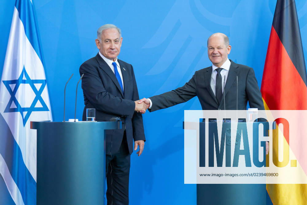 Prime Minister Benjamin Netanyahu, Federal Chancellor Olaf Scholz Visit of the Prime Minister of the State of Israel, Benjamin Netanyahu, in Berlin Press conference in the Chancellery with Federal Chancellor Olaf Scholz Berlin Berlin GER