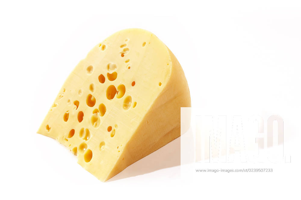 Foodstuff: Edam cheese over white background