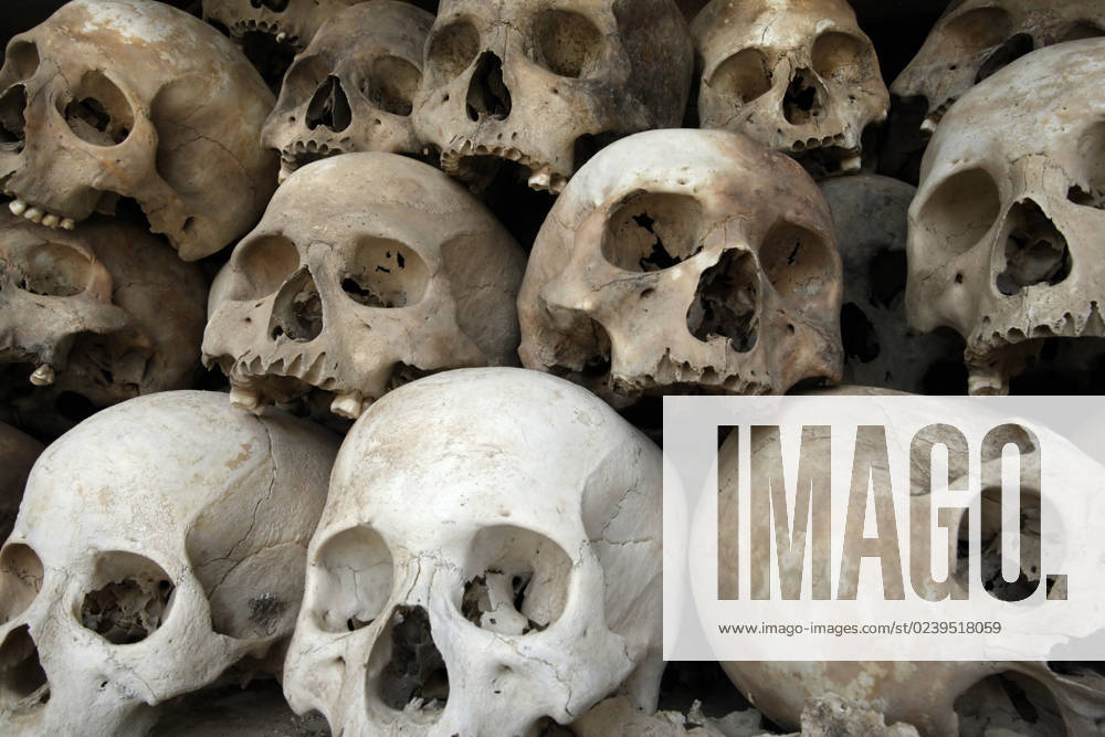 A pile of skulls from the Killing Fields in Phnom Penh, Cambodia.