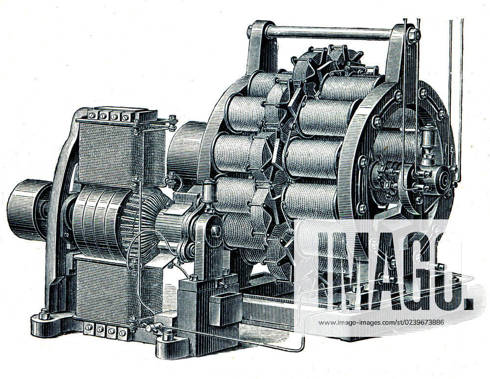 Dynamo AC exciter Siemens - an illustration of the encyclopedia publishers Education, St. Petersburg, Russian Empire, 1896. 01 01 1896 1033_05_Golovniov_000292