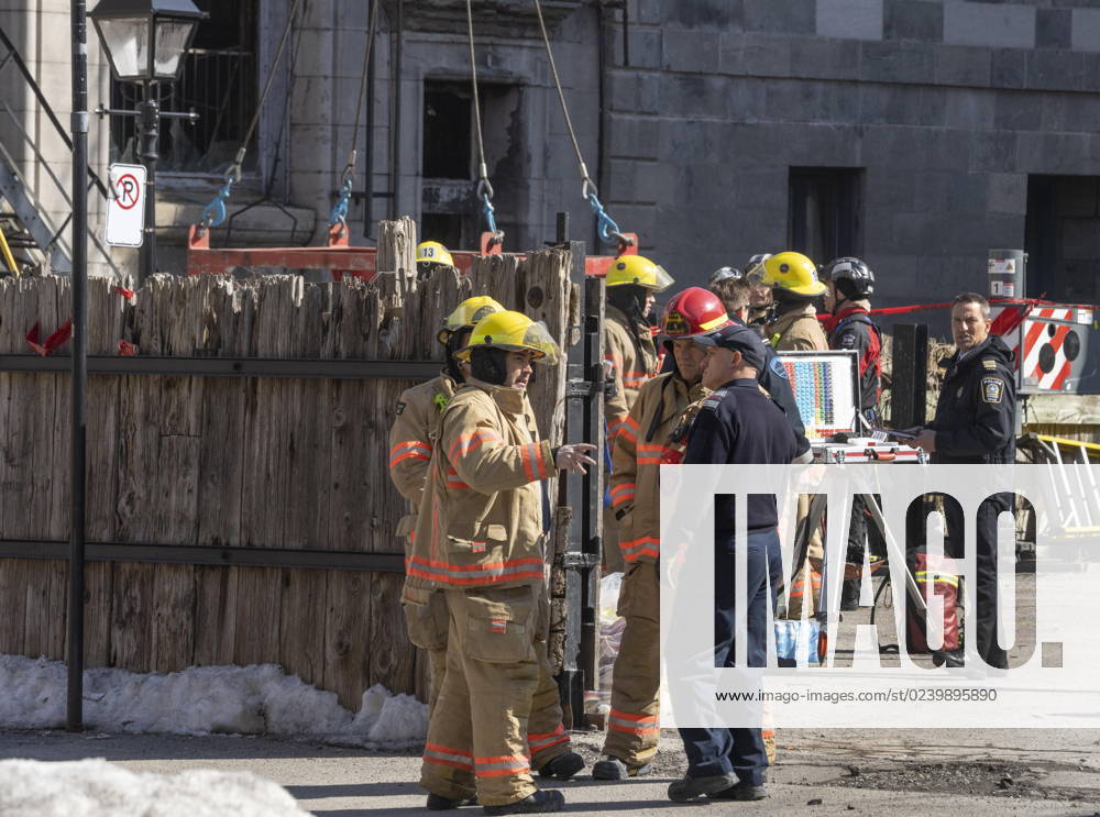 Firefighters continue the search for victims Monday, March 20, 2023 at the scene of last weeköÄÃ s fire that left one person dead and six people missing in Montreal. Montreal Canada - ZUMAc35_ 20230320_zaf_c35_011