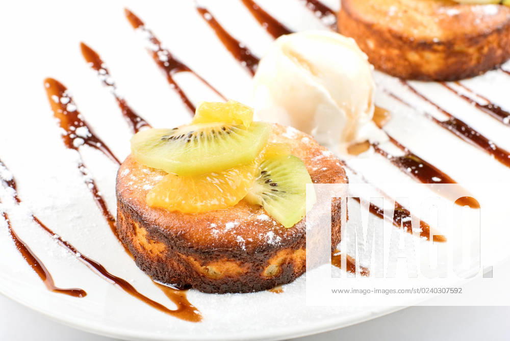 Tasty dessert with ice cream isolated on a white background