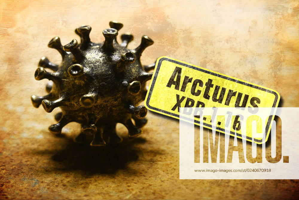 PHOTOMONTAGE, New Corona Variant XBB 1 16 Arcturus, Symbol Photo ** NUR FUER REDAKTIONELLE ZWECKE ** **