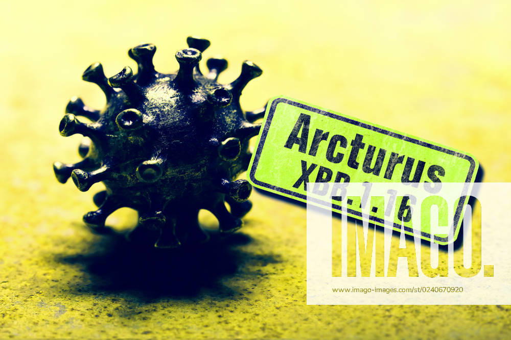 PHOTOMONTAGE, New Corona Variant XBB 1 16 Arcturus, Symbol Photo ** NUR FUER REDAKTIONELLE ZWECKE ** **