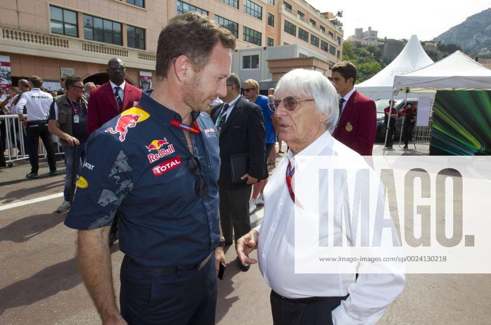 Monaco, Monte Carlo - May 28, 2016: FIA Formula One World Championship WM Weltmeisterschaft with F1 Boss Bernie Ecclestone and Christian Horner (Red Bull Racing) Monaco F1 Grand Prix