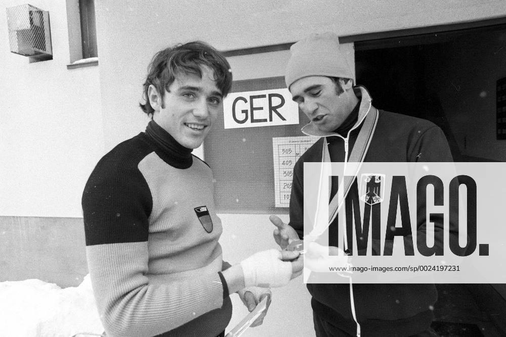 Olympische Spiele 1972 in Sapporo, Christian Neureuther und 500m Olympiasieger Erhard Keller (beide BR Deutschland)