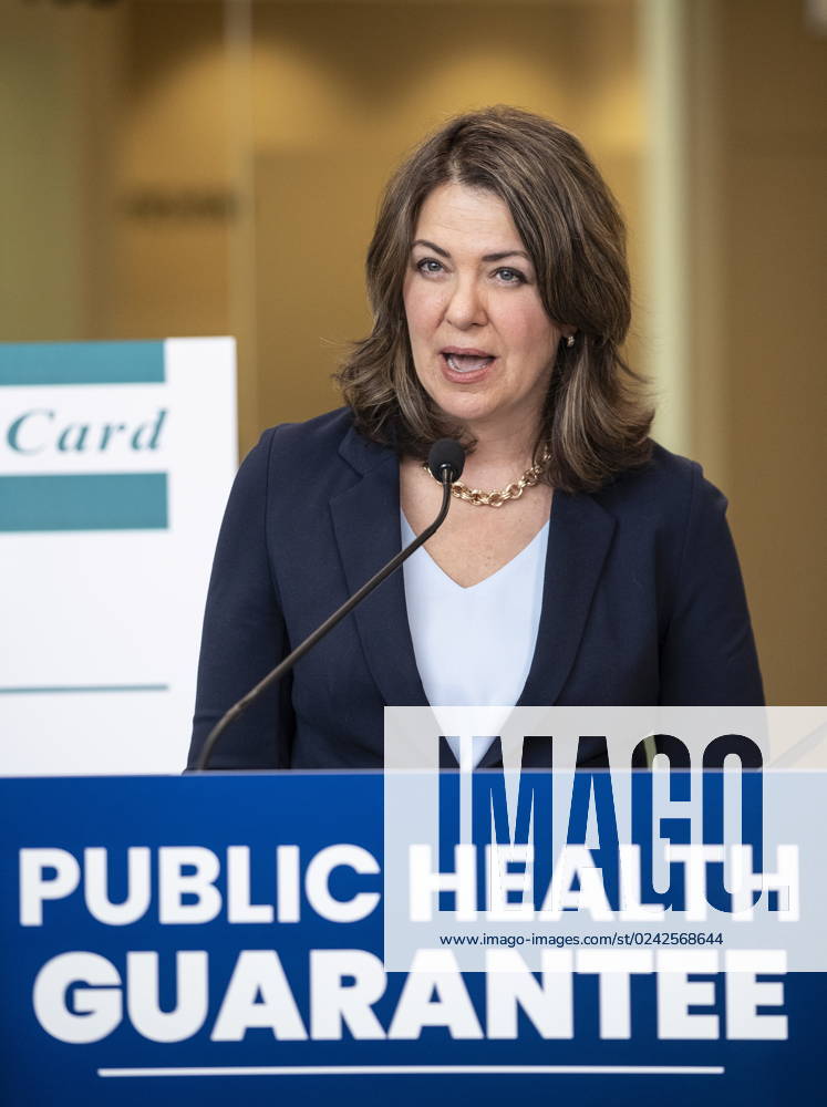 Alberta Premier Danielle Smith announces a public health guarantee in Sherwood Park, Alta., Tuesday, April 11, 2023. SHERWOOD PARK CANADA - ZUMAc35_ 20230411_zaf_c35_026