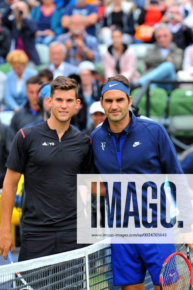 Dominic THIEM (AUT), Roger FEDERER (SUI). Deutschland, Stuttgart: Tennis, MercedesCup 2016: Halbfinale am 11.06.2016, TC Weissenhof.