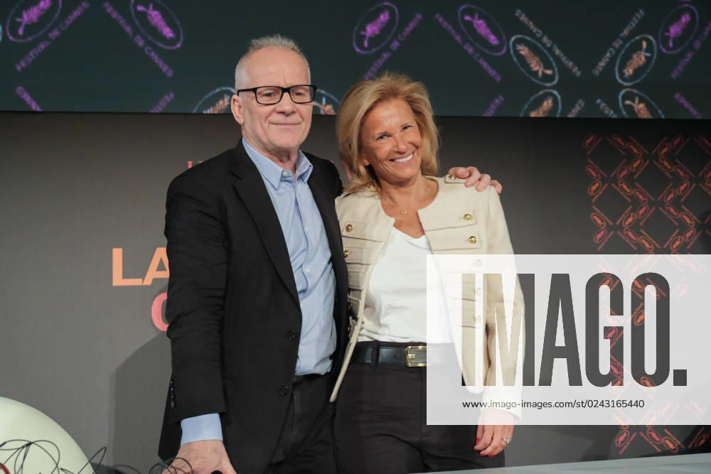 Press conference of the 76th Cannes International Film Festival with new Presidente. Conference de presse du 76 eme Festival International du Film de Cannes. Thierry Fremaux Iris Knobloch 290725 2023-04-13