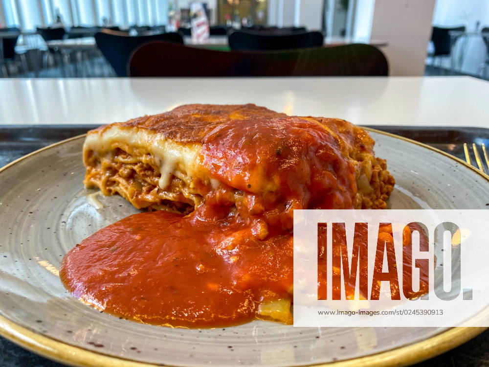 Lunch in a canteen company restaurant lasagna