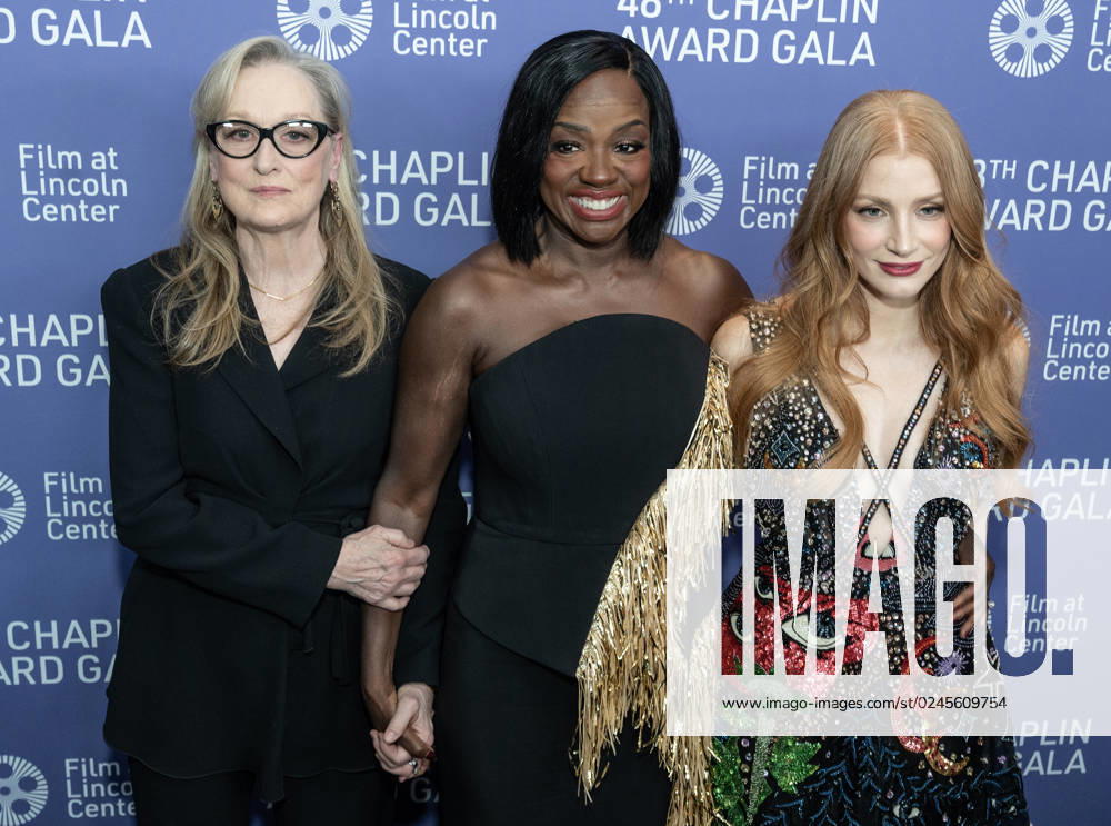 Bilder des Jahres 2023, Entertainment 04 April Entertainment Themen der Woche KW17 NY: 48th Chaplin Award Gala Honoring Viola Davis Meryl Streep, Viola Davis and Jessica Chastain attend the 48th Chaplin Award Gala honoring Viola Davis at Alice Tully Hall New York New York United States